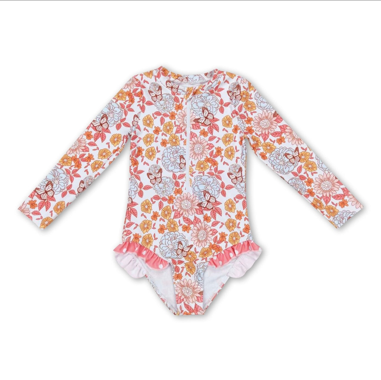 Floral Butterfly Baby Girls Swimsuit