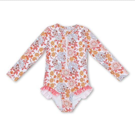 Floral Butterfly Baby Girls Swimsuit